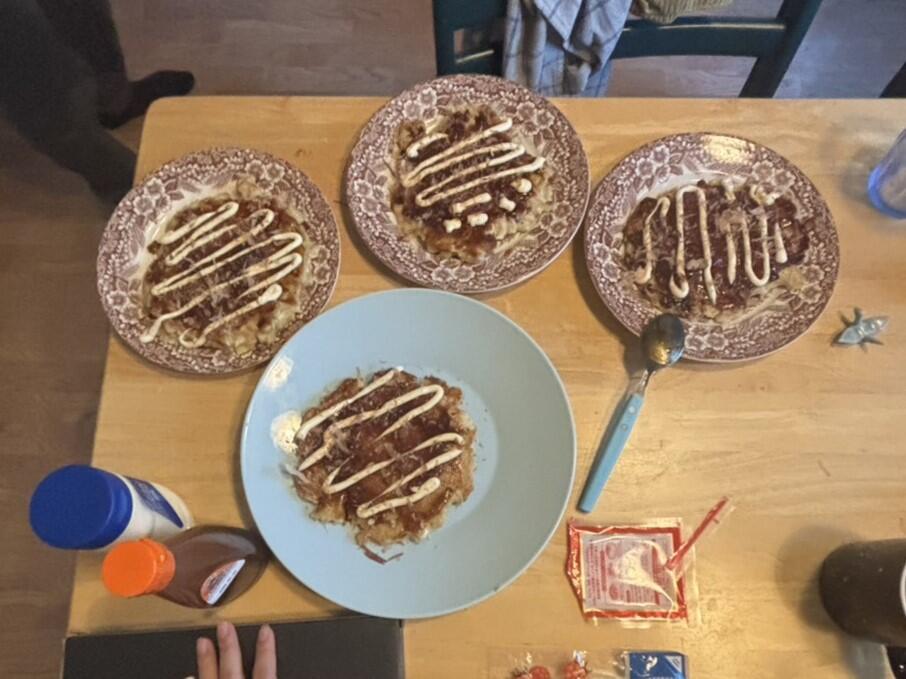 友人の家でお好み焼きを作りました